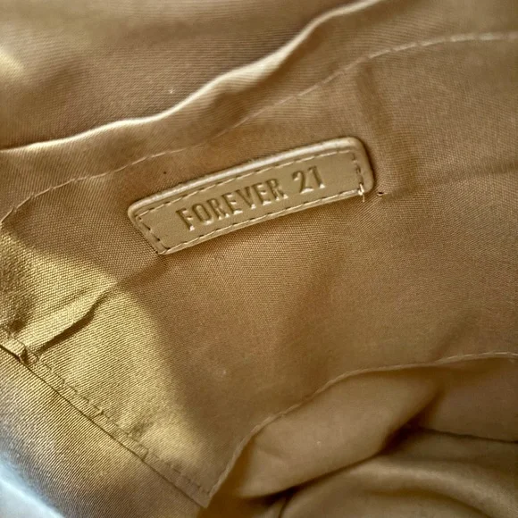 NEW Forever 21 Woven Medium Clutch Small Bucket/Basket Bag Tan Cream Brown - Picture 5 of 6